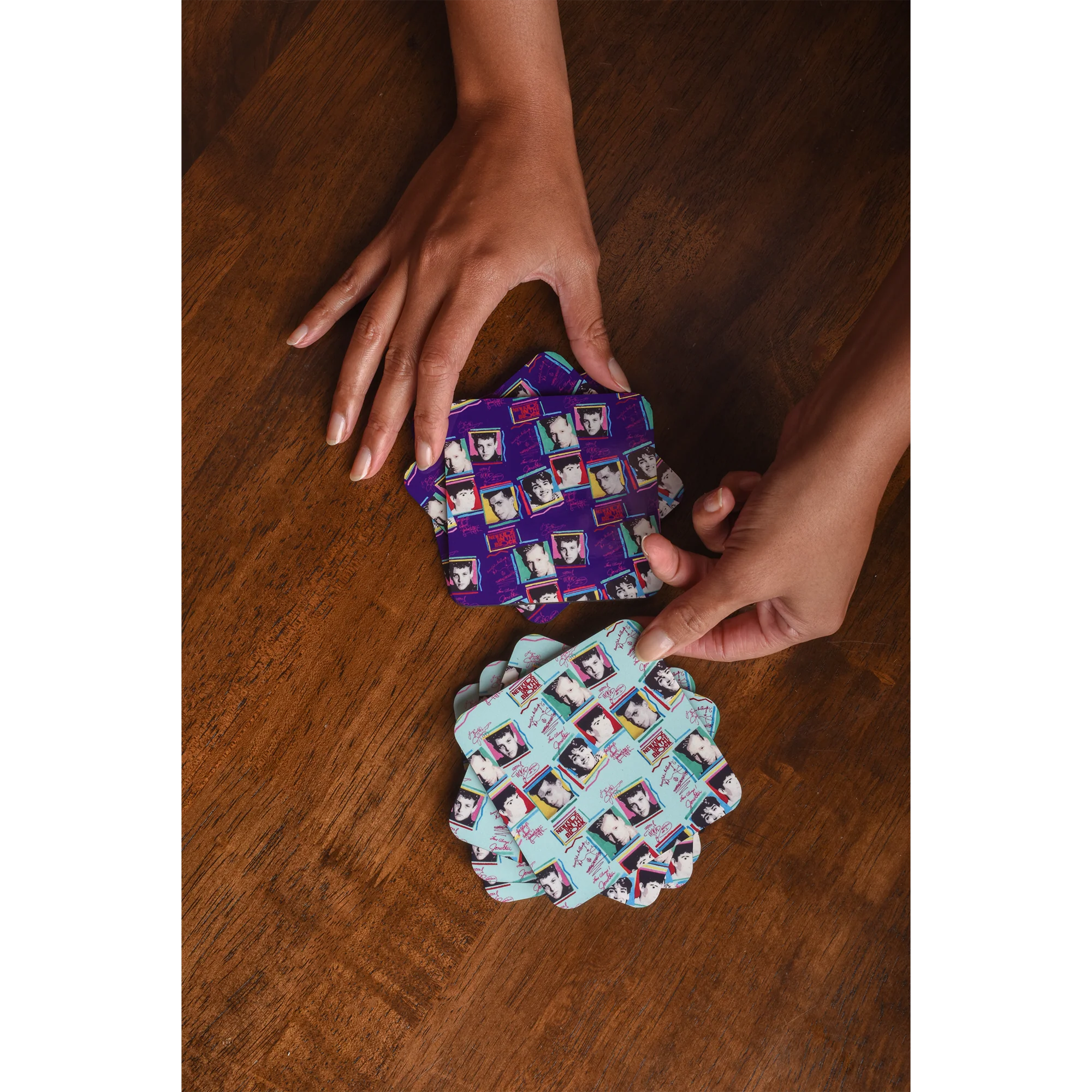 #BHBC NKOTB Vintage Photo Collage Purple Coaster - Image 4