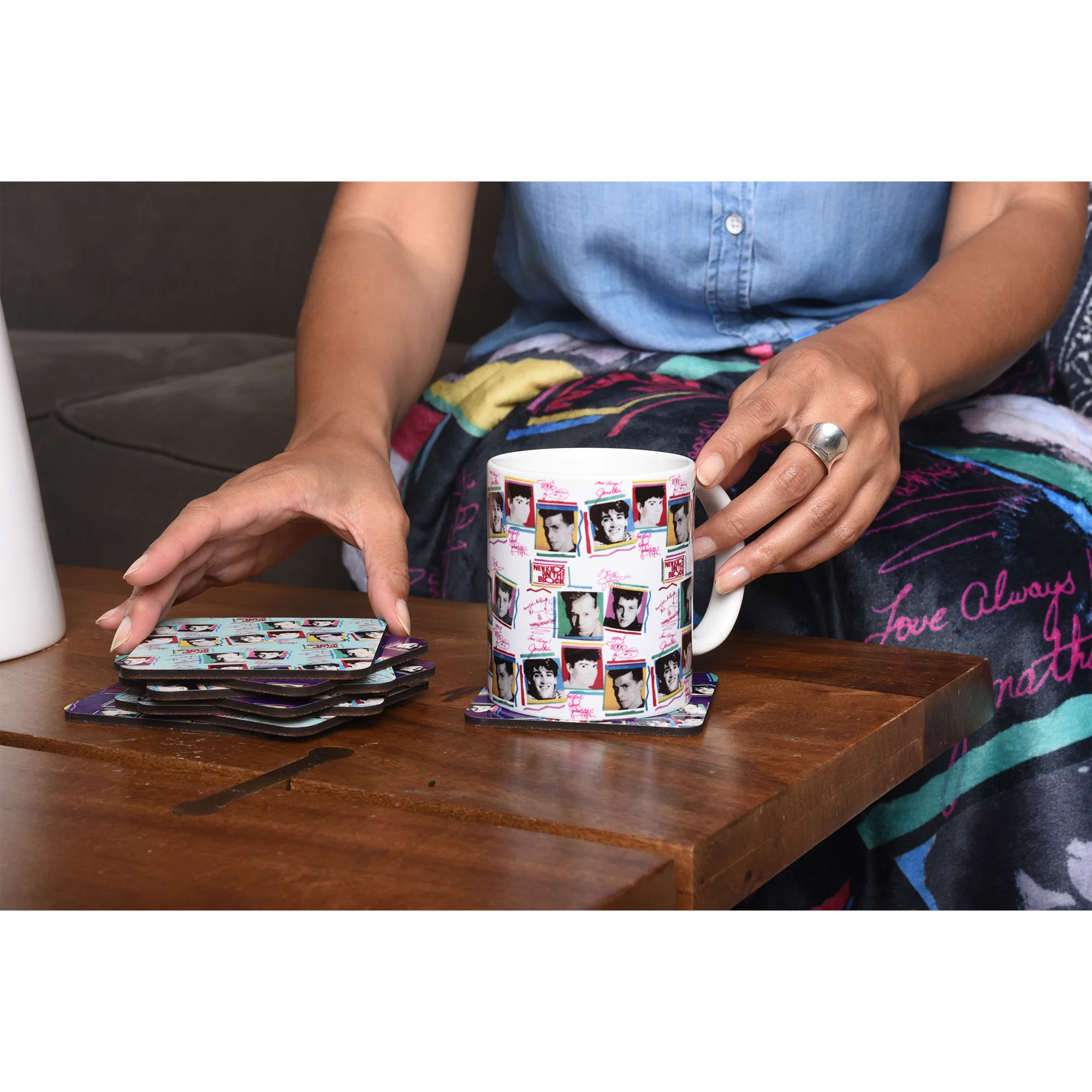 #BHBC NKOTB Vintage Photo Collage Purple Coaster - Image 5